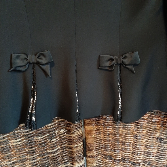 Louis Feraud Silk Blazer Black 38 6 Small Medium Bows Lace Formal French Chic - Picture 4 of 10